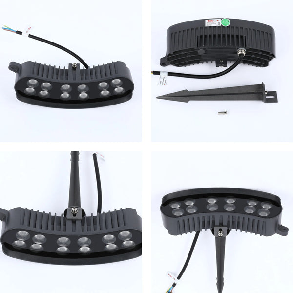 Grey Curved Rectangular LED Floodlight with Ground Stake