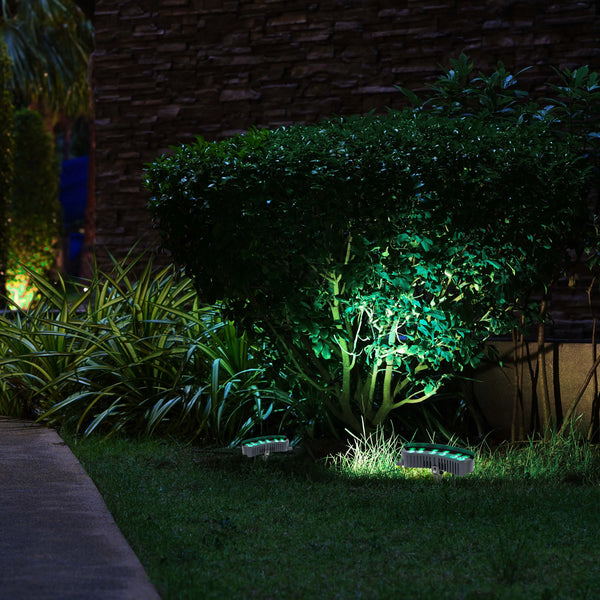 Grey Curved Rectangular LED Floodlight with Ground Stake