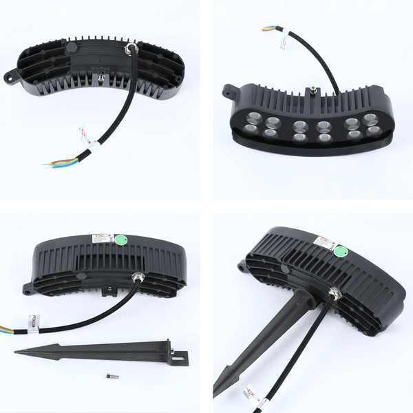 Grey Curved Rectangular LED Floodlight with Ground Stake