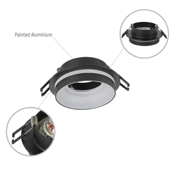 GU10 Recessed Aluminium Downlight - Dual-Tone Acrylic with Colour Matched Trim