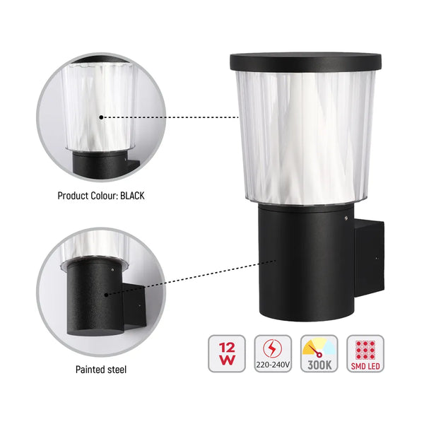 HaloGlow LED Wall Lantern – Warm White 12W