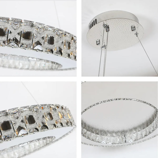 Helix Crystal LED Chandelier with Dimpled Chrome Finish 80W
