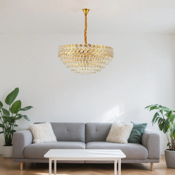 Herringbone Crystal Chandelier Ceiling Light Gold