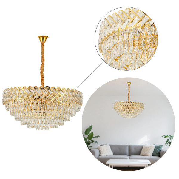 Herringbone Crystal Chandelier Ceiling Light Gold