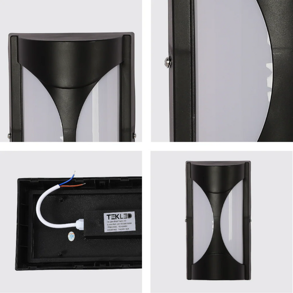 Hourglass Black Plastic LED Outdoor Wall Light 15W Cool Daylight