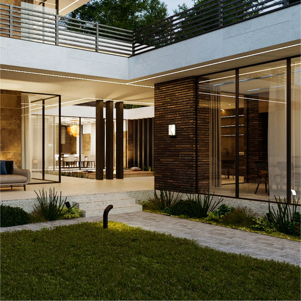 Hourglass Black Plastic LED Outdoor Wall Light 15W Cool White