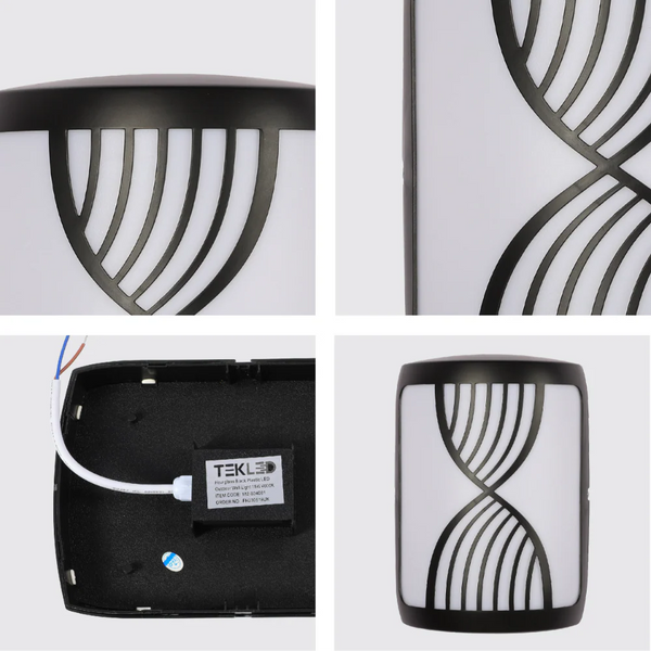 Hourglass Black Plastic LED Outdoor Wall Light 15W Cool White