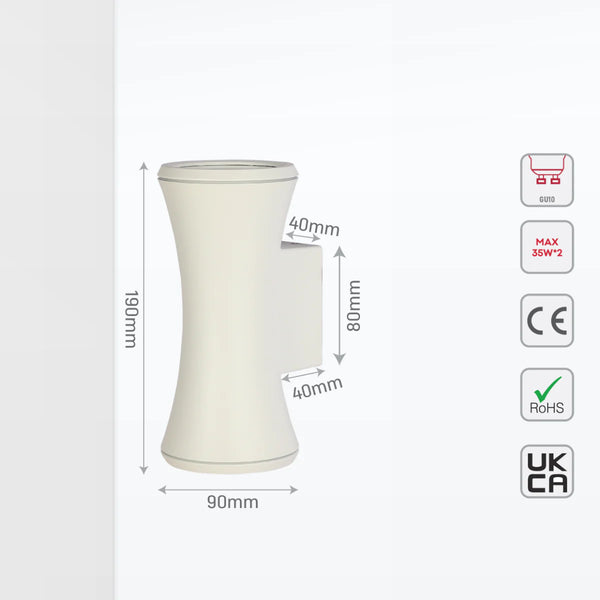 Hourglass Up Down Aluminium Outdoor Wall Light GU10