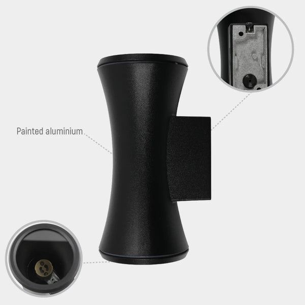 Hourglass Up Down Aluminium Outdoor Wall Light GU10