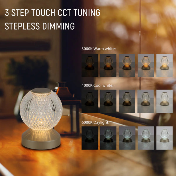Illumina Sphere Touch: Rechargeable Spherical LED Table Lamp | Bedside Lamp