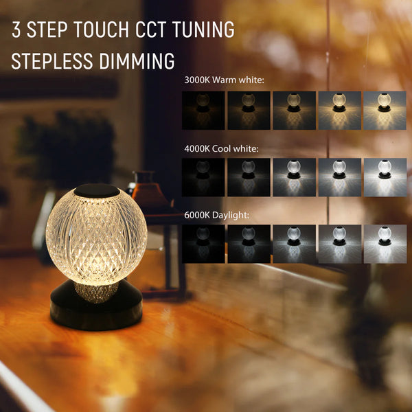 Illumina Sphere Touch: Rechargeable Spherical LED Table Lamp | Bedside Lamp