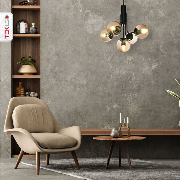 Globe Glass Black Body Pendant Chandelier Ceiling Light E27