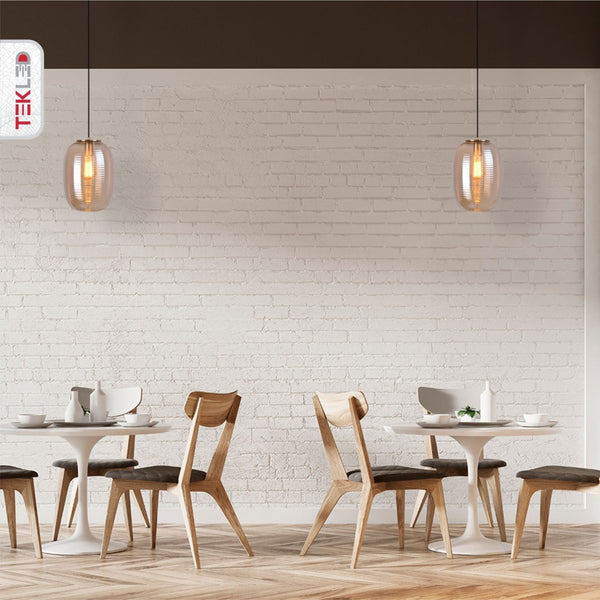 Bee Hive Smoky Amber Glass Pendant Ceiling Light E27