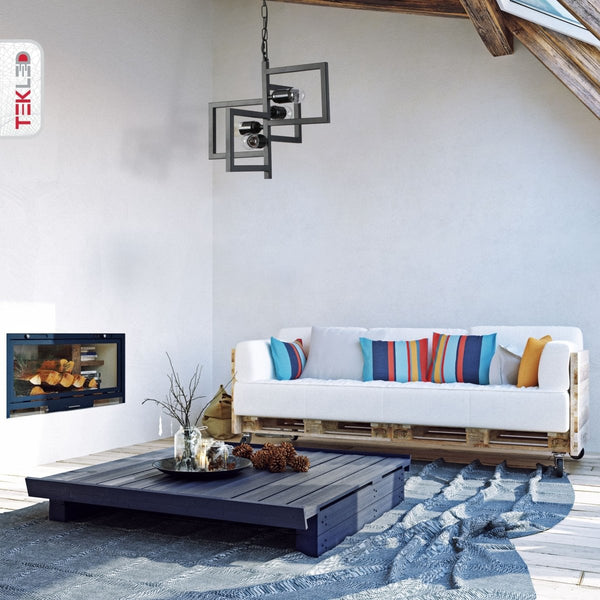 Black 4 Rectangle Chandelier Pendant Ceiling Light E27