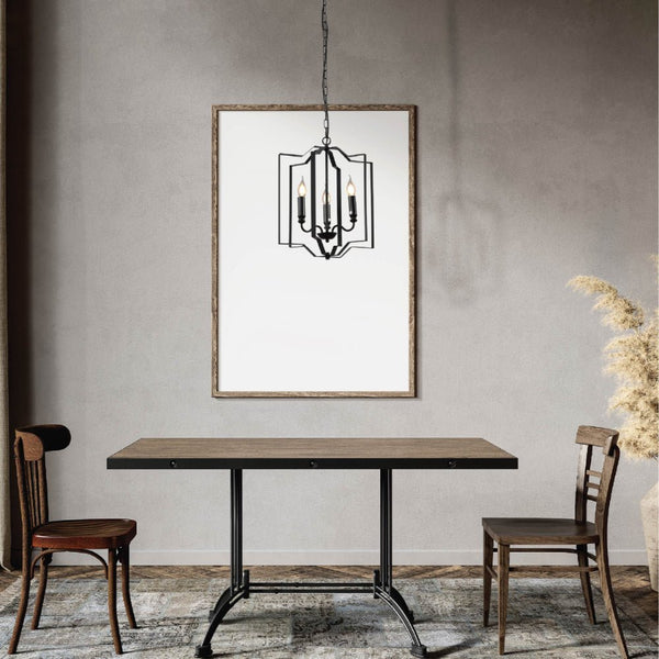 Black Cage Candle Lantern Rustic Nautical Nordic Chandelier Ceiling Light 3xE14 Fittings