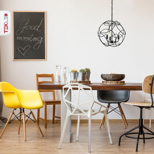 Gold Aluminium Bronze or Black Globe Cage Pendant Chandelier Ceiling Light E14