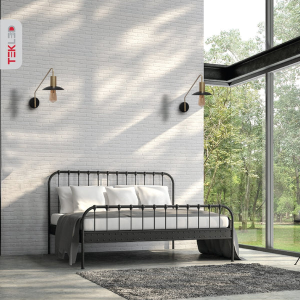 Black Gold Metal Flat Wall Light E27 Fitting