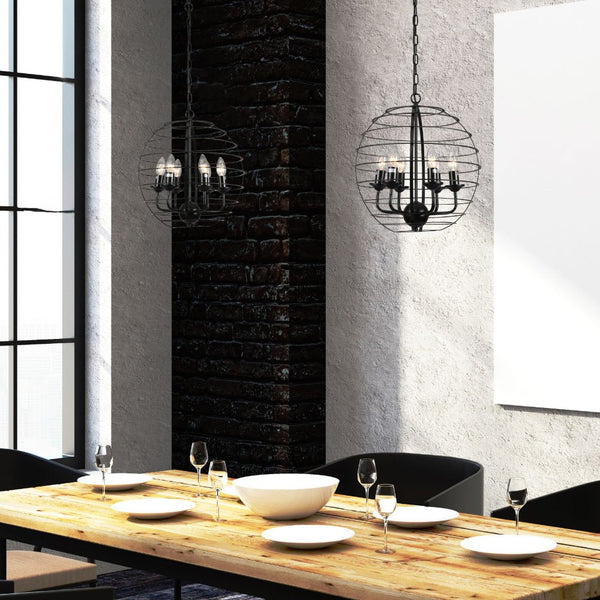 Black Metal Cage Candle Lantern Pendant Ceiling Light E14