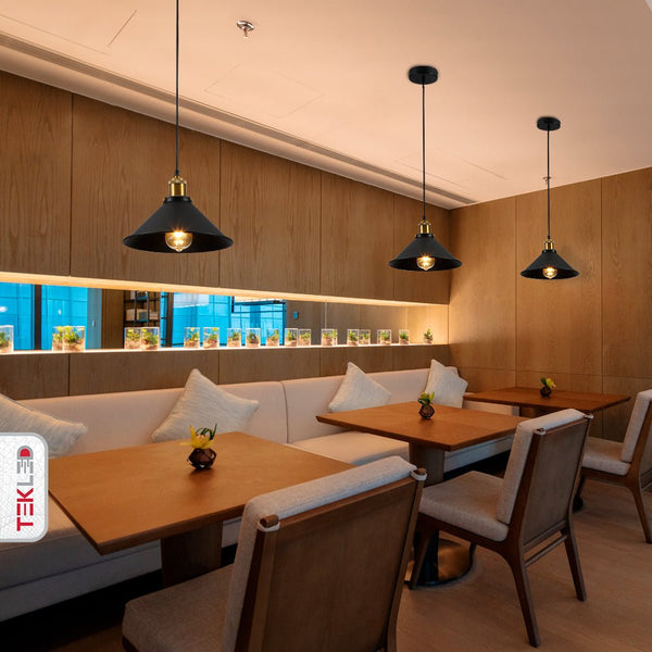 Black Metal Funnel Metal Ceiling Pendant Light E27 Fitting
