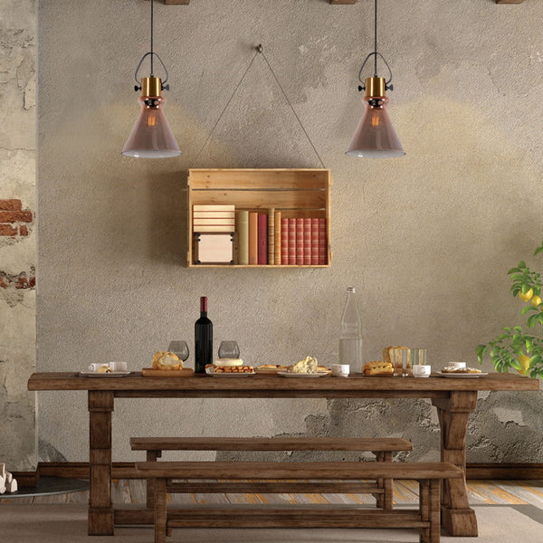 Bronze Gradient Glass Funnel Dome Globe Pendant Ceiling Light E27