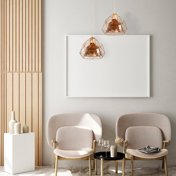 Smoky or Copper Glass Dome Black or Gold Metal Cage Pendant Ceiling Light E27