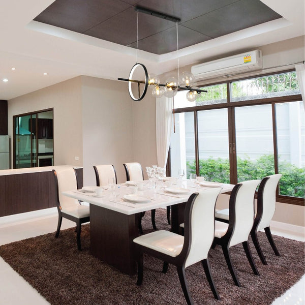 Expanse Ring Black Clear Globe Glasses Kitchen Island LED Chandelier Ceiling Light