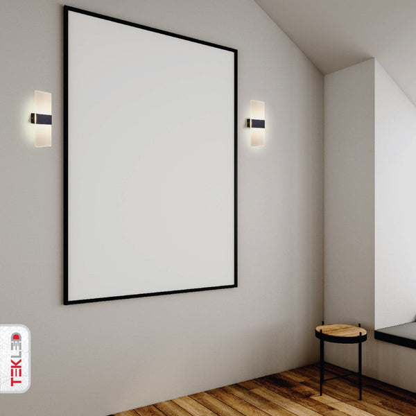 LED Dark Wood Metal Acrylic Wall Light 4W Cool White 4000K