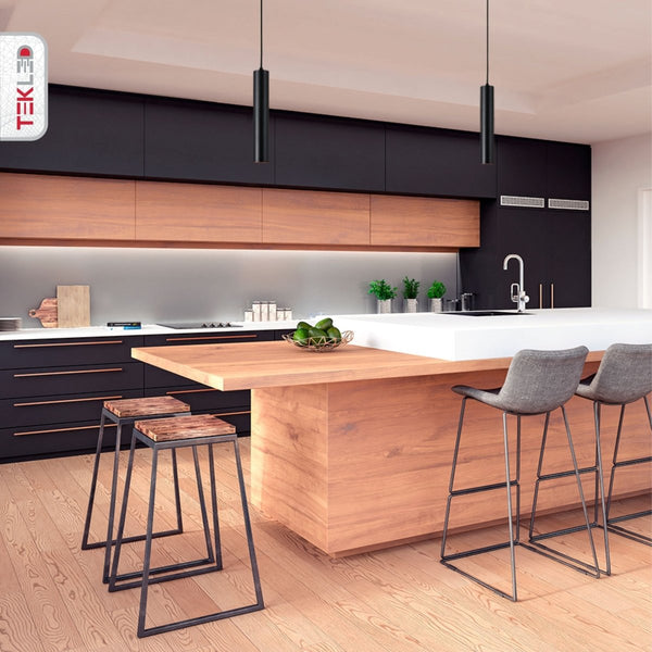 Integrated LED Modern Cylinder Pendant Ceiling Light Suspended Downlight Black