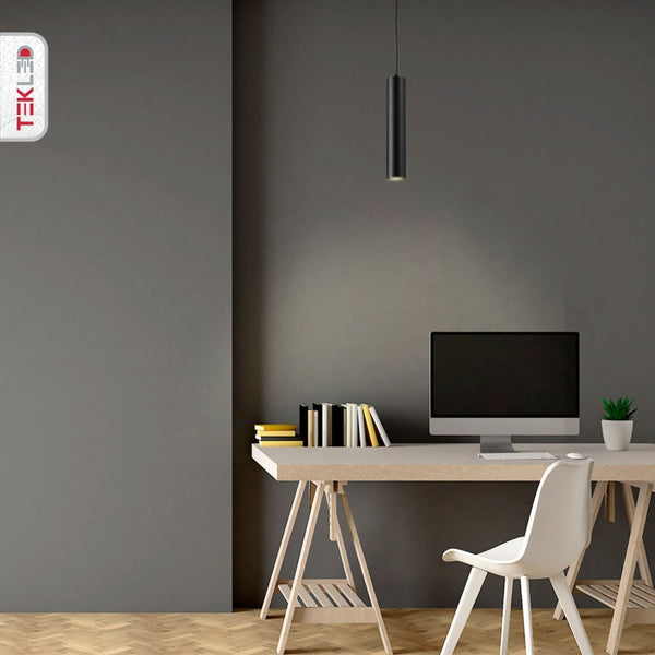 Integrated LED Modern Cylinder Pendant Ceiling Light Suspended Downlight Black