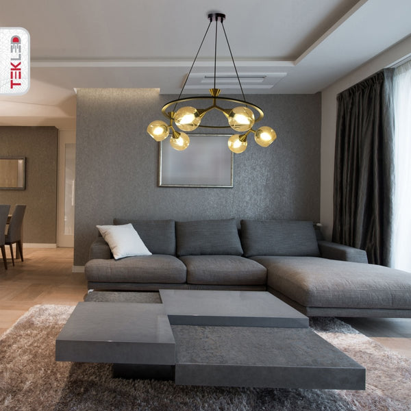 Locanda Amber Glass Island Chandelier Ceiling Light E14