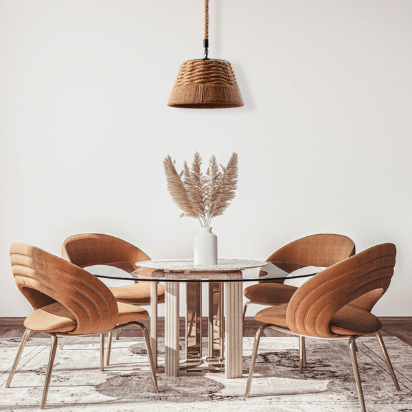 Farmhouse Rustic Metal Body Hemp Rope Shade Pendant Ceiling Light E27