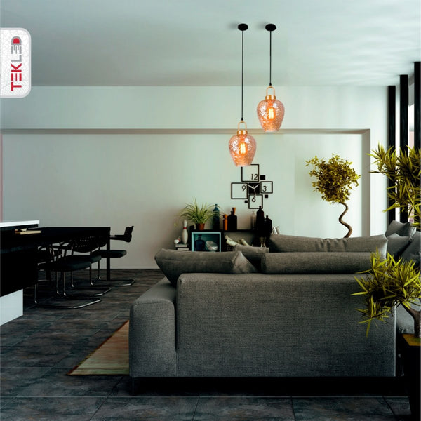 Miele Lungo Amber Glass Pendant Ceiling Light E27