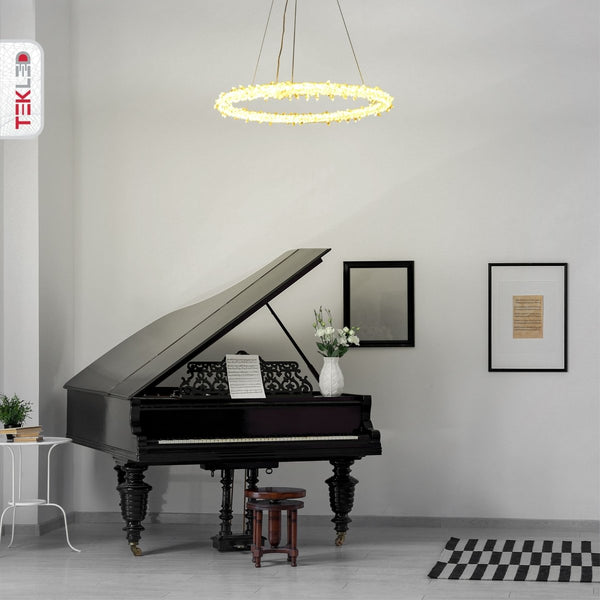 Modern Quartz Round Chandelier Ceiling Light with Built-in LED 150W