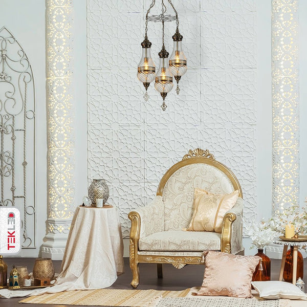 Moroccan Style Antique Brass and Clear Glass Ceiling Oriental Chandelier E27