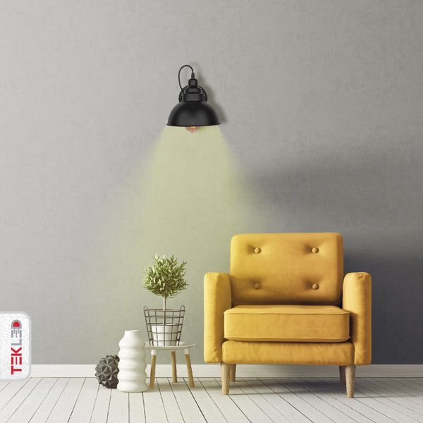 Black Metal Hinged Dome Wall Light E27 Fitting