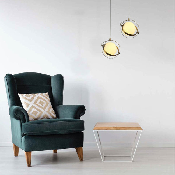 Opal Globe Glass Gold Rings Pendant Ceiling Light G9 Fitting