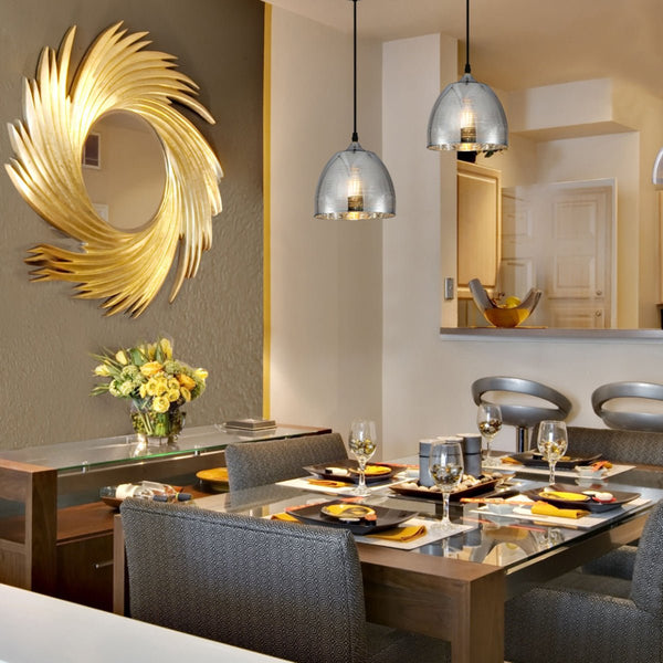 Silver Gold Glass Dome Pendant Ceiling Light E27