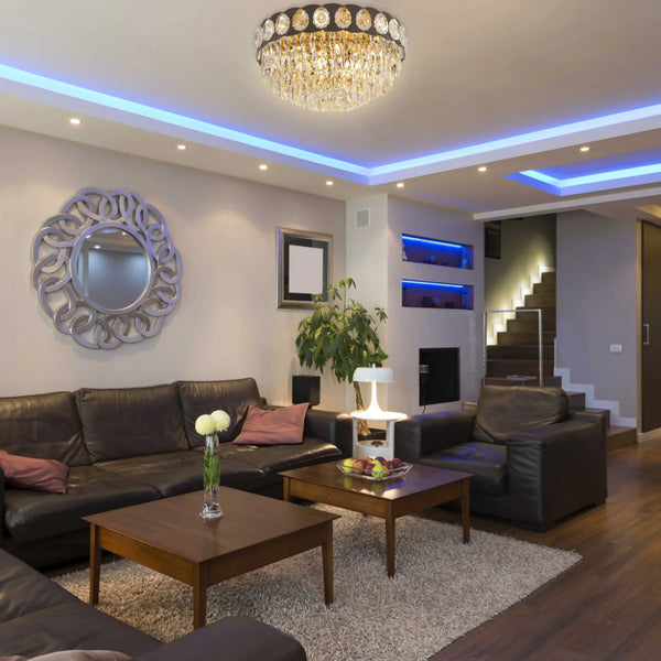 Luxury Clear Crystal Flush Modern Ceiling Chandelier Light Gold