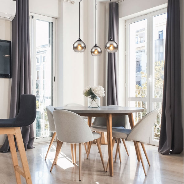 Smoky Dome Glass Chrome Twig Modern Ceiling Light