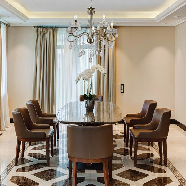Mary Lillian Mediterranean Elegant Transitional Crystal Chandelier Ceiling Light E14