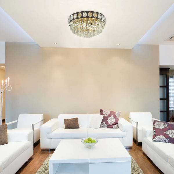 Luxury Clear Crystal Flush Modern Ceiling Chandelier Light Gold