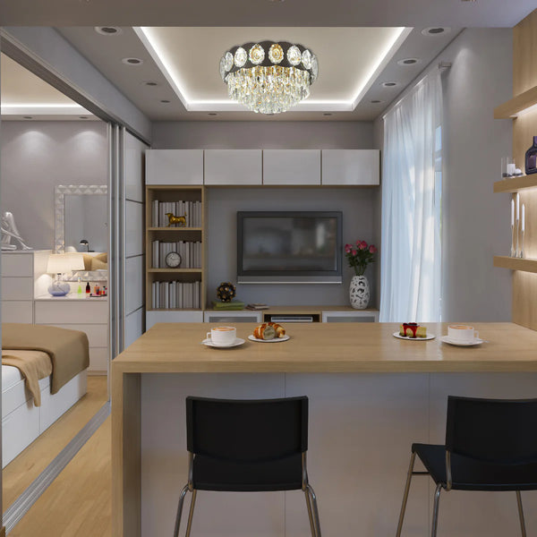 Luxury Clear Crystal Flush Modern Ceiling Chandelier Light Gold
