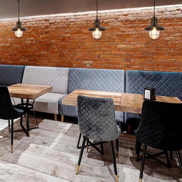 Industrial Cage Pendant Lights - Antique Brass and Black with Red Detailing
