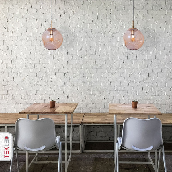 Amber or Smoky Glass Crater Pendant Ceiling Light E27