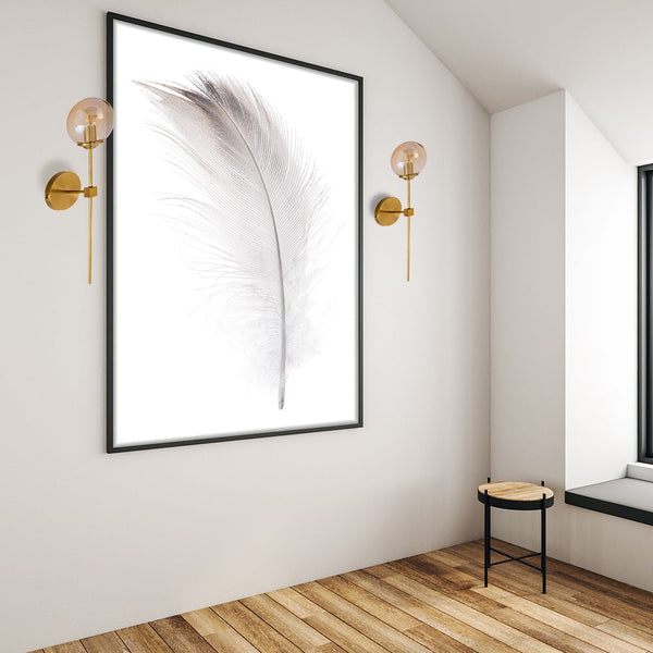 Amber Glass Gold Metal Wall Light L E27 Fitting