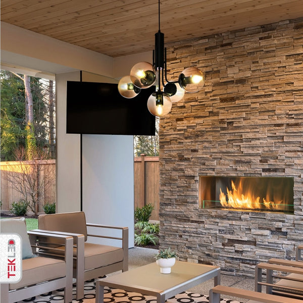 Globe Glass Black Body Pendant Chandelier Ceiling Light E27