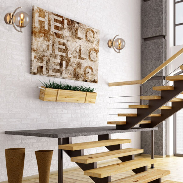 Globe Glass Gold Chrome Crescent Metal Modern Wall Light E27