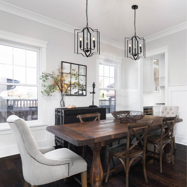 Black Cage Candle Lantern Rustic Nautical Nordic Chandelier Ceiling Light 3xE14 Fittings