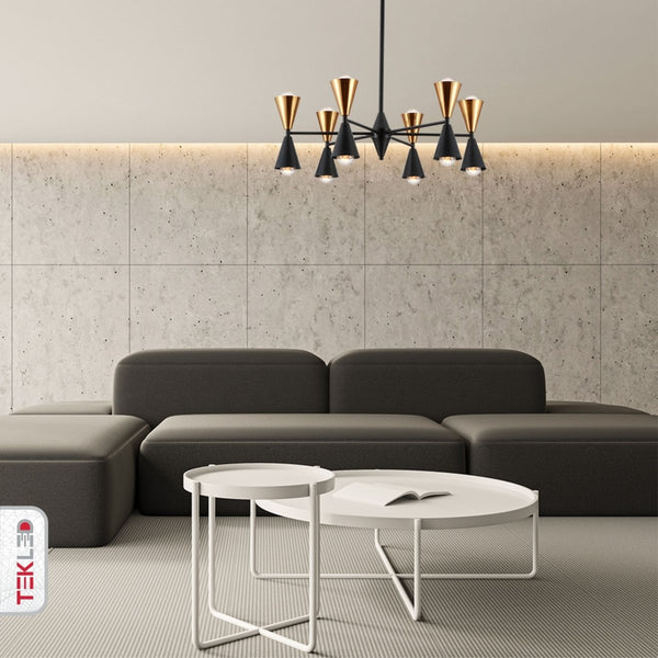 Black Gold Up Down Funnel Modern Chandelier Ceiling Light 12xE27