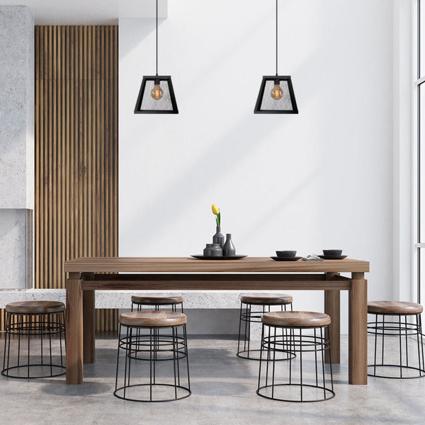 Black Metal Cuboid Caged Pendant Ceiling Light E27